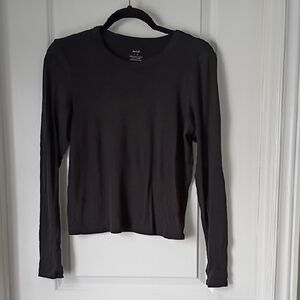 aerie Black Long Sleeve Crewneck Top